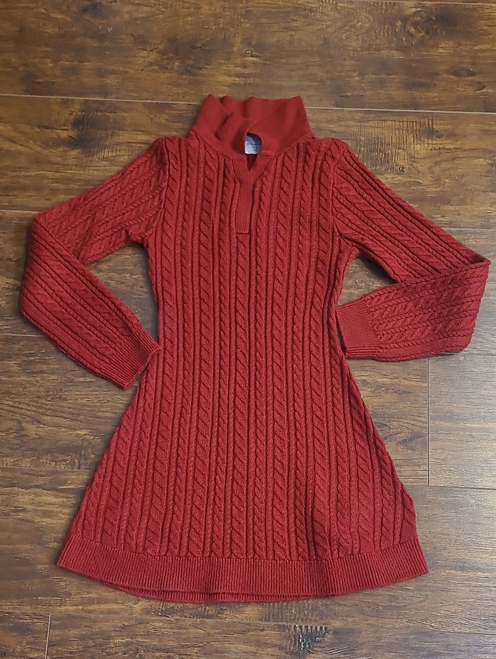 abercrombie kids Red Cable-Knit Turtleneck Sweater Dress Size 11/12